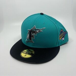 Florida Marlins New Era 59fifty Cooperstown Collection Size 8 hat Teal/Black